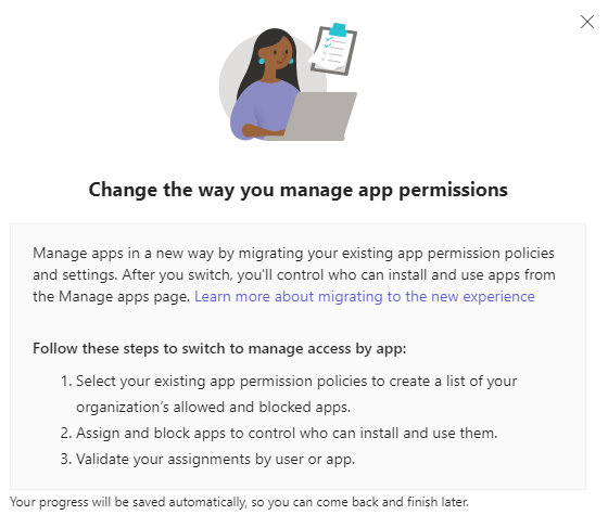 Vorbereitung zur Migration von App Permissions in Teams